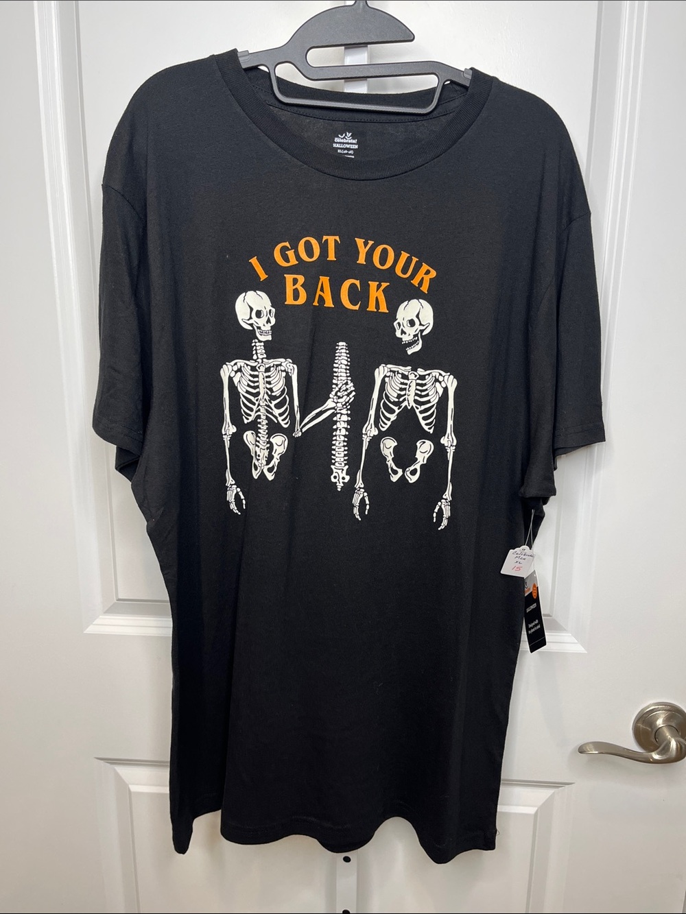 Men's Black 'I Got Your Back' Skeleton Graphic Tee XL NWT